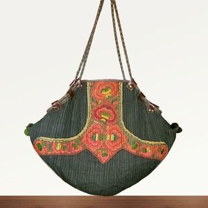 Unique Quilted Embroidered Braided Shoulder Strap Bag